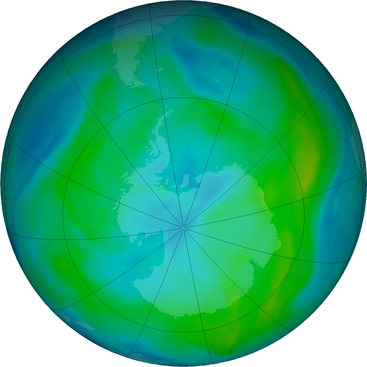 Antarctic ozone map for 13 February 2020